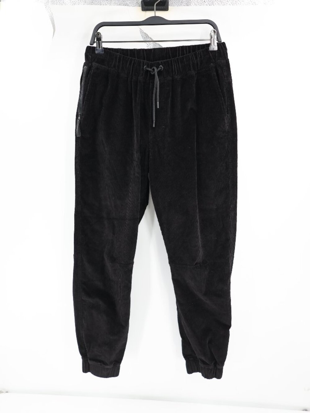 BYLT Pants Men's Medium Relaxed Fit Corduroy Joggers Drawstring Pockets Black